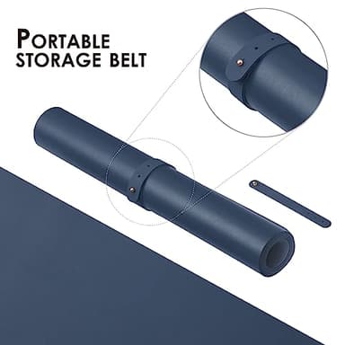 Leather Desk Mat - Non-Slip PU Desk Pad for Office and Home - Desk Organization and Accessories - Ideal for Large Mouse Pad and Desk Mats on Top of Desks (Dark Blue,31.5"x 15.7") - Image 4
