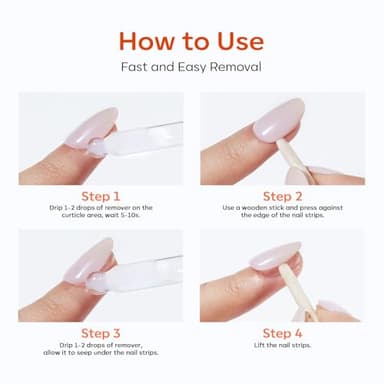 Modelones 50ML Semi-Cured Gel Nail Strip Remover | Nail Glue Remover Easy Peel Gel Strips, Press on Nails and Nail Polish | Gentle, Non-Drying, Nourishing and Hypoallergenic Acetone-Free Formula - Image 7
