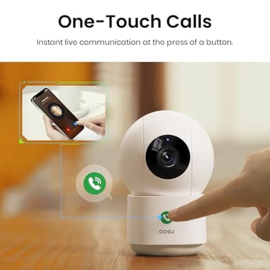 AOSU 2K Security Camera Indoor, Baby Monitor Pet Camera 360-Degree for Home Security with 2.4 GHz Wi-Fi Router, One-Touch Call, Smart Motion Tracking, IR Night Vision, Compatible with Alexa - Image 2