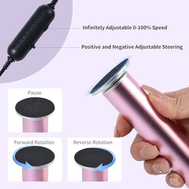 FancyJun Electric Foot Callus Remover with 120pcs Sandpaper Discs(3 Sizes), Professional 800RPM Aluminum 4.8 Inches Callus Remover for Feet, Stepless Speed Control for Dead Skin (Purple) - Image 6
