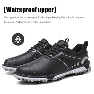 ULTIANT Men's Golf Shoes Fixed Nailless Sole Waterproof Lightweight No-Slip Walking Shoes Size7.5-13(Black,44) - Image 2