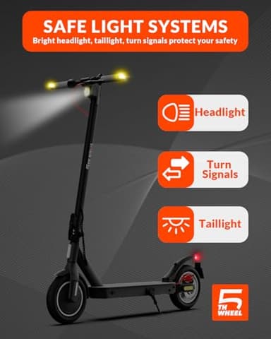 5TH WHEEL V30PRO Electric Scooter, 10" Solid Tires, 350W Motor & 18 MPH, 19.9 Miles Range E-Scooter with E-Lock, Dual Brakes and Suspension, Foldable Adults Commuter Scooter with Turn Signals and APP - Image 7
