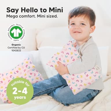 Mini Toddler Pillow with Pillowcase - 9x13 My Little Dreamy Travel Kids Pillow for Sleeping, Toddler Bed, Small, Tiny, Organic Cotton Pillowcase, Soft & Breathable, Kids 2-4 Years Old (Flutter) - Image 3