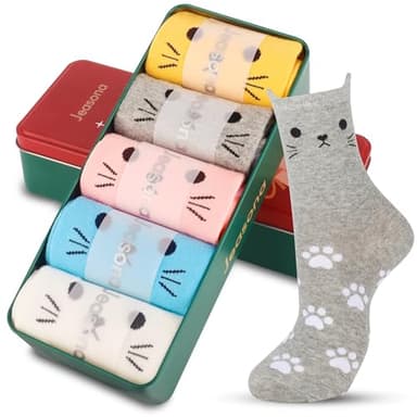 Jeasona Women's Cute Socks Cat Gifts for Women Fun Animals Funny Funky Cotton - Image 2