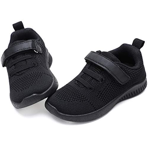 nerteo Toddler Sneakers Boys Girls Kids Running School Uniform Shoes | Breathable, Lightweight. Machin Washable All Black 13 M US Little Kid - Image 1