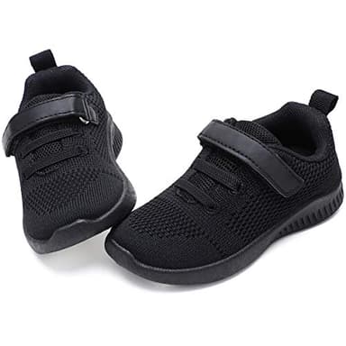 nerteo Toddler Sneakers Boys Girls Kids Running School Uniform Shoes | Breathable, Lightweight. Machin Washable All Black 13 M US Little Kid - Image 1