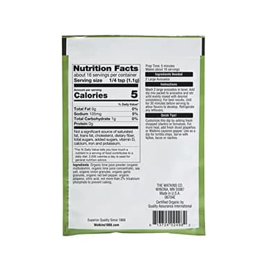 Watkins Organic Gourmet Dip Mix, Guacamole, 0.63 Ounce (Pack of 12) - Image 3