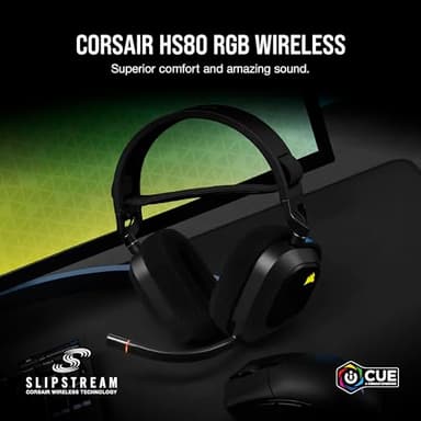 CORSAIR HS80 RGB WIRELESS Multiplatform Gaming Headset - Dolby Atmos - Lightweight Comfort Design - Broadcast Quality Microphone - iCUE Compatible - PC, Mac, PS5, PS4 - Black - Image 2
