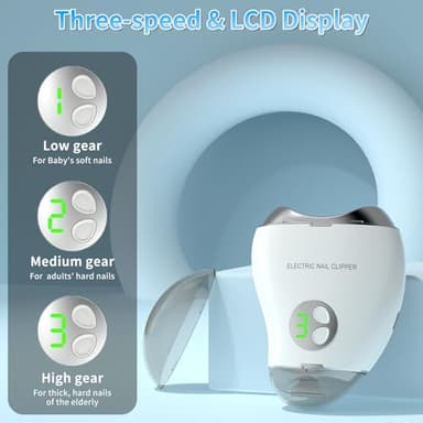 Automatic Electric Nail Clipper, 2 in 1 Baby Nail Trimmer with LED Light & Storage Box, Rechargeable Portable Fingernail Cutter with 3 Speed Gears, Safe Nail File for Baby, Kids, Adults - Image 6