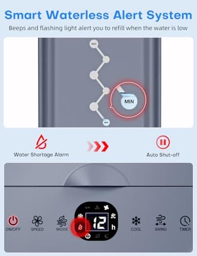 COOLECH Windowless Air Conditioner w/ 4 Modes & 3 Speeds, Waterless Alert, 2.4-Gal Tank for 20H Cooling, 12H Timer, 20FT Remote, 70° Auto Swing Evaporative Air Cooler, Portable AC Unit for Bedroom - Image 2