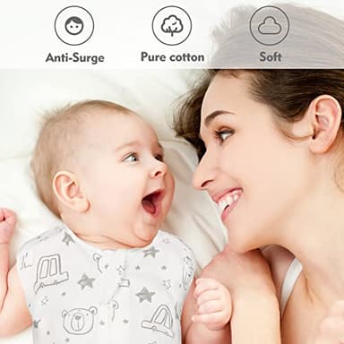 ANYEDDE Baby Transition Swaddle Sack, Baby Swaddle Arms Up Transition Bag,Snug fit Calms Startle Reflex, Breathable Cotton Newborn Sack, 2-Way Zipper Cars & Bears (0-3 Month) - Image 2