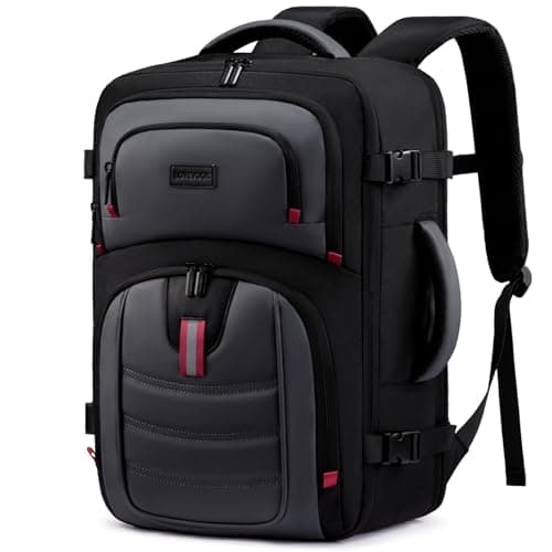 LOVEVOOK Backpack Men - 18inch Travel laptop backpack 45L Large Carry On Backpack Personal Item Size, Airline Approved waterproof backpack with 3 Packing Cubes,Black&Gray - Image 1