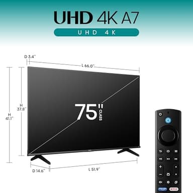 Hisense 75" Class A7 Series (75A7NF,2025 Model) 4K UHD Smart Fire TV, Voice Remote with Alexa, Wide Color Gamut, HDR10+, Dolby Vision, Dolby Atmos, Game Mode, ALLM, Stream Live TV Without Cable - Image 2