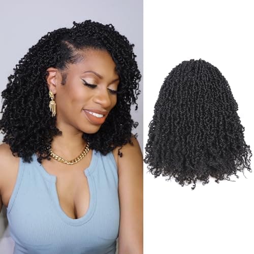 Toyotress Yanky Twist Crochet Hair - 12 Inch 8 Packs (30 Strands/Pcs) Fluffy Spring Mini Twist Short Bob Passion Twist, Natural Black Pre-Looped Crochet Braids Braiding Hair (12 Inch, 1B-8P) - Image 1