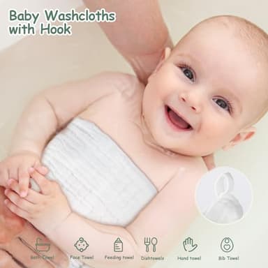 Looxii Muslin Baby Washcloths 6 Pack, 100% Cotton Baby Wash Cloths for Baby Face Body, 12x12 inches Large Soft Absorbent Face Towels for Newborns Gradient Green - Image 6