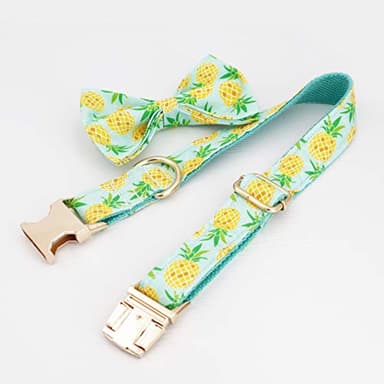 Pineapple Dog Collar with Bow, Dog Bow Collar,Wedding Dog Collar (XS) - Image 2