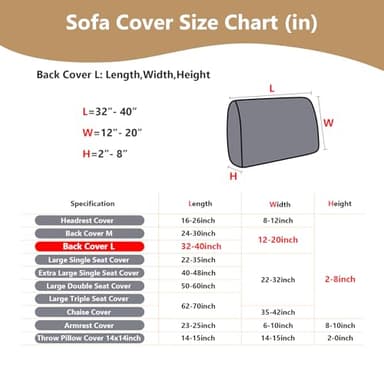 Yoovat Couch Cushion Covers for Sofa Couch Covers Wear-Resistant Universal Sofa Cover Stretch for Sectional Slipcovers (Texture-Cream White,Back Cover L) - Image 3