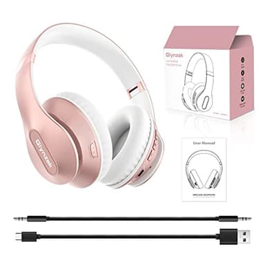 Glynzak Wireless Bluetooth Headphones Over Ear 65H Playtime HiFi Stereo Headset with Microphone and 6EQ Modes Foldable Bluetooth V5.3 Headphones for Travel Smartphone Computer Laptop Rose Gold - Image 9