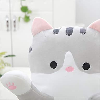 shangman Lovely Plush Cat Doll Cute Cartoon Soft Stuffed Kitten Pillow Long Throw Sleeping Toy Gift for Kids Girlfriend Multiple Size (Grey,50cm/19.6in) - Image 3