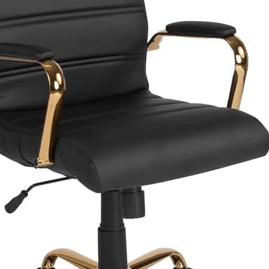 Flash Furniture Whitney Mid-Back Swivel LeatherSoft Desk Chair with Wheels, Padded Seat and Armrests, Adjustable Height Padded Office Chair, Black - Image 15