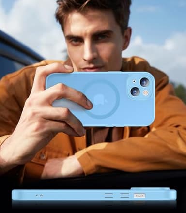 SPIDERCASE Designed for iPhone 15 Case, Magnetic Translucent with 2PCS Tempered Glass Screen Protector Anti-Fingerprint Anti-Scratch Phone Case,Light Blue - Image 7