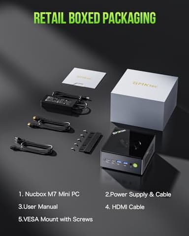 GMKtec Mini PC Gaming, M7 AMD Ryzen 7 PRO 6850H (8C/16T 4.70Ghz) Dual NIC LAN 2.5G Desktop Computer, 32GB DDR5 RAM + 512GB Hard Drive PCle SSD, Dual USB4, HDMI 2.1, USB-C - Image 9