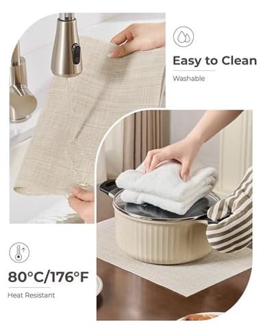 Leetaltree Beige Placemats Set of 8 - Heat Resistant Non-Slip Place mats for Dining Table, Washable Durable PVC Vinyl Woven Table Mats（Beige, 8） - Image 5