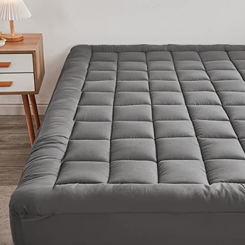 Mattress Pad Cover with Stretches to 18” Deep Pocket Fits Up to 8”-21” Cooling Bed Topper,Soft and Breathable Mattress Protector Cover (Gray, Queen) - Image 1