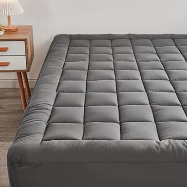 Mattress Pad Cover with Stretches to 18” Deep Pocket Fits Up to 8”-21” Cooling Bed Topper,Soft and Breathable Mattress Protector Cover (Gray, Queen) - Image 1