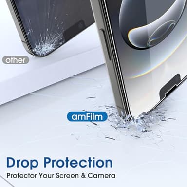 amFilm Auto-Alignment OneTouch for iPhone 16e [6.1''] Screen Protector + Camera Lens Protector, Tempered Glass, 30 Seconds Installation, Bubble Free, Case Friendly, Anti-Scratch [2+2 Pack] - Image 6