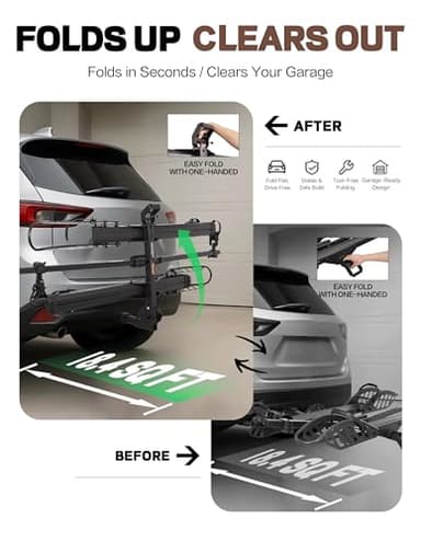 Young Hitch Bike Rack for Cars, SUVs, 200lb Heavy Duty Bike Rack Hitch, Platform Bike Carrier, Fits 5-Inch Fat Tires, Minivan & RV Compatible - Image 4