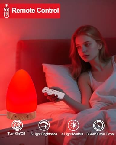 Red Light Night Light Lamp for Sleep, Red Nightlight Desk Lamp with 670nm Wavelength Multi-Color and Brightness Options Remote Control USB Charging Elegant Design - Image 4