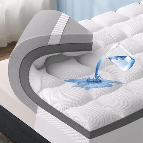 Bedsure 4 Inch Memory Foam Queen Mattress Topper, Dual Layer 2.5 Inch Gel Memory Foam & 800 GSM Waterproof Pillow Top Cooling Mattress Pad with 8-21 Inch Deep Pocket (Queen, 60x80 Inches) - Image 1