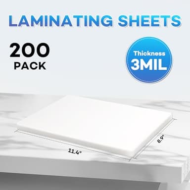 FURWEY 200 Pack Laminating Sheets, 3 mil, 8.9" x 11.4" Thermal Laminating Pouches Lamination Sheet Paper for Laminator, Clear, Letter Size, Office and School Supplies - Image 2