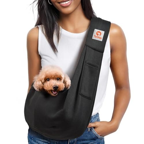 Tomkas Small Dog Sling Carrier - Classic Pocket & Classic Strap - for 3-10 lbs Pets(Black) - Image 1