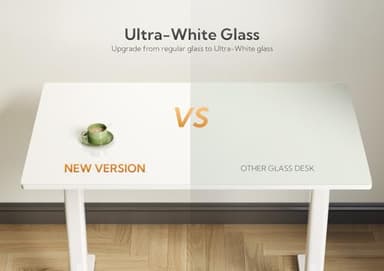 INNOVAR Glass Standing Desk, 48x24 Inch White Standing Desk Adjustable Height Electric Stand Up Quick Install for Computer Desks, Super White - Image 5