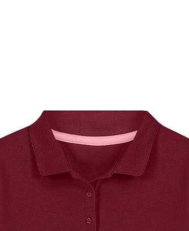 Nautica Girls' School Uniform Short Sleeve Polo Shirt, Button Closure, Soft Pique Fabric, Burgundy, 16-18 Plus - Image 5