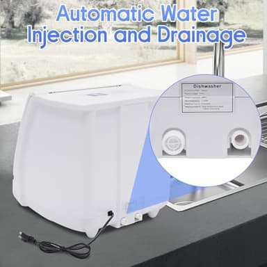 JLYNOWPT Countertop Dishwasher Portable Dishwasher with 5L Built-In Water Tank Mini Dish Washer with 5 Washing Programs and 360° Dual Spray for Small Apartments and Rvs - Image 5