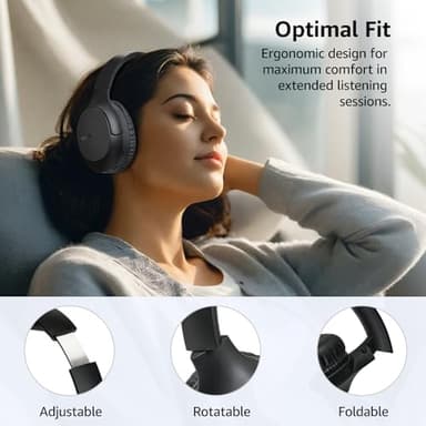 TOZO HA1 Bluetooth 5.4 Over Ear Headphones, 70H Playtime with Mic, Foldable Wireless Headset, Deep Bass Stereo Sound Customizable 32 EQ Music Mode Via Button & App for Travel and Home, Upgraded - Image 8