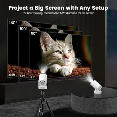 Mini Projector,Support 4K with Bluetooth 5.4 WIFI6, 5watt Sound Base Speaker,160 ANSI, Android 11,210° Rotation, Auto Keystone Correction Video Projector HY300 ULTRA - Image 4