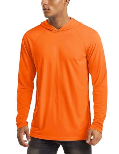 Men's UPF 50+ Hooded Long Sleeve Shirt for Fishing, Hiking & Workout - Orange - Image 1