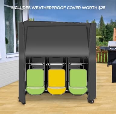 Folding Chair Rack Folding Chair Cart Folding Chair Storage Dolly with Wheels and Holder for 84 Chairs or 12 Tables of 800 LBS Capacity Includes Weatherproof Cover - Image 7