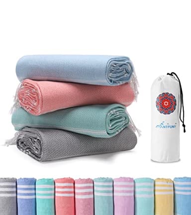 4 Packs Turkish Beach Towels Oversized Bath Pool Swim Towel Set Bulk Quick Dry Sand Free Extra Large Xl Big Blanket Adult Travel Essentials Cruise Accessories Must Have Clearance Vacation Stuff - Image 1