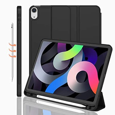 iMieet iPad Air 11 Inch Case M3(2025) / M2 (2024), iPad Air 5th/4th Generation Case 2022/2020 10.9 Inch with Pencil Holder,Trifold Stand Smart Case with Soft TPU Back(Black) - Image 1