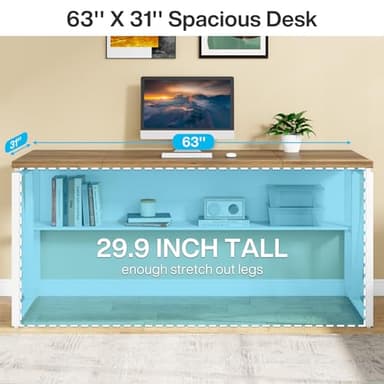 Tribesigns L Shaped Desk with Drawer,63" Executive Computer Desk and lateral File Cabinet, 2 Piece Home Office Furniture for Hanging File, Cabinet with Doors (Walnut, 63-inches) - Image 4