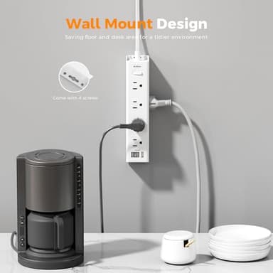 15Ft Extension Cord with Multiple Outlets, Addtam Flat Plug Power Strip Surge Protector with 15 Ft Long Cord,12 Outlet 3 USB Ports (2USB C), Desk Charging Station for Home College Dorm Room Essentials - Image 5