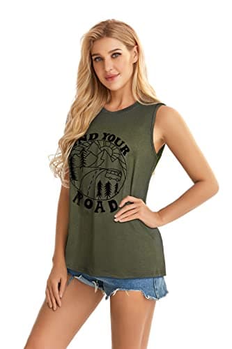 Tank Tops for Women Summer Find Your Round Graphic Tshirts Sleeveless Casual Ladies Loose Tunic Blouse (Amy Green, M) - Image 4