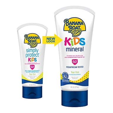 Banana Boat 100% Mineral Kids Sunscreen Lotion SPF 50, Twin Pack | Banana Boat Mineral Sunscreen for Kids, Childrens Sunblock SPF 50, Oxybenzone-Free, 6oz each (Pack of 2) - Image 2
