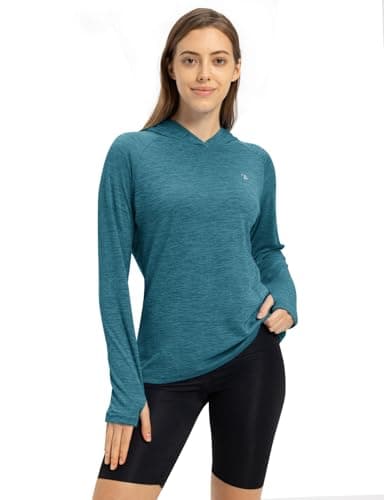 TBMPOY Womens UPF 50+ Sun Protection Hoodie Shirt Long Sleeve Fishing Hiking Outdoor UV Shirt Lightweight Blue M - Image 5