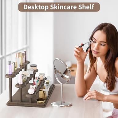 NAVKONY (8TIER 2 PACK) Wooden Display Risers,Tiered Perfume Cologne Organizer for Men, Display Stand for Cupcake, Fragrance, Skincare, Pop Figures, Perfume Organizer for Women, Display Shelf for Bedroom Decor - Image 4